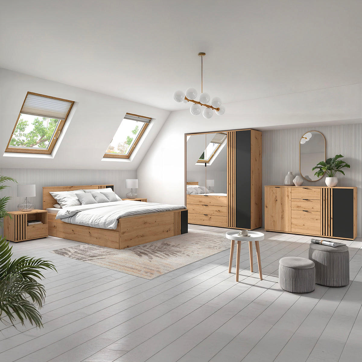 KLEIDERSCHRANK 3 Türen Ezra Holz - Braun, Holzwerkstoff (90/195/56cm) - Petits-meubles
