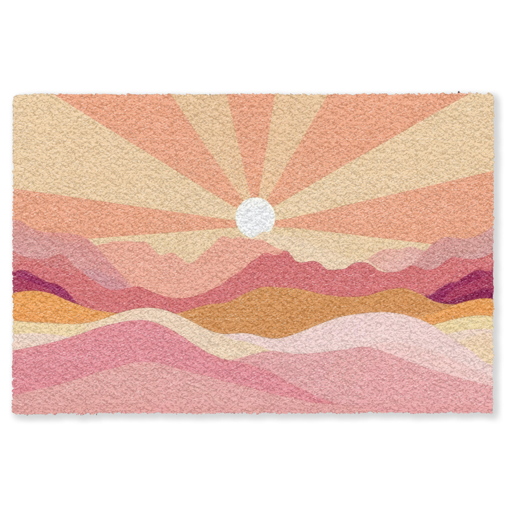 FUSSMATTE Berge - Abstrakt - Sonnenstrahlen - Rosa Sauberlaufmatte 180x120 cm - Rosa, Kunststoff (180/120cm) - MuchoWow