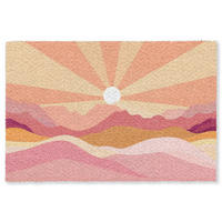 FUSSMATTE Berge - Abstrakt - Sonnenstrahlen - Rosa Sauberlaufmatte 180x120 cm - Rosa, Kunststoff (180/120cm) - MuchoWow