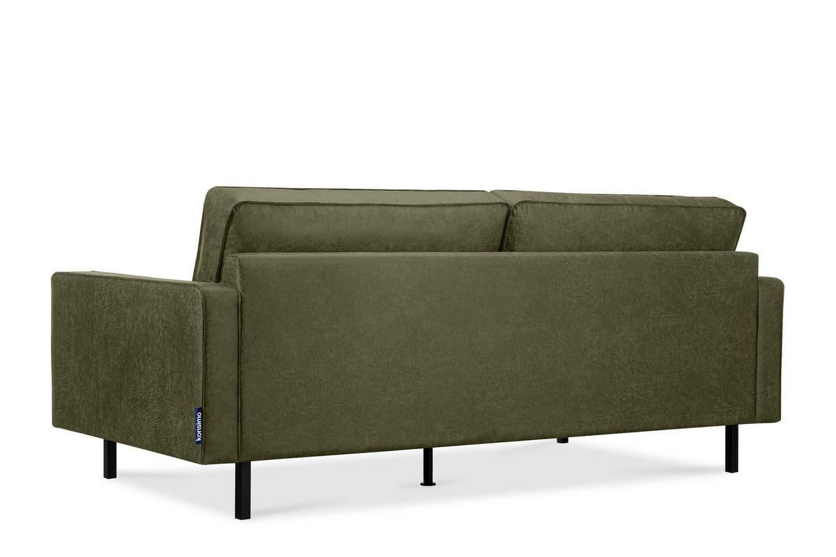 3-SITZER-SOFA INVIA Klassische-Stil mit Armlehnen, Lederoptik-Stoff, grün - Schwarz/Grün, Textil (209/87/98cm) - KONSIMO®