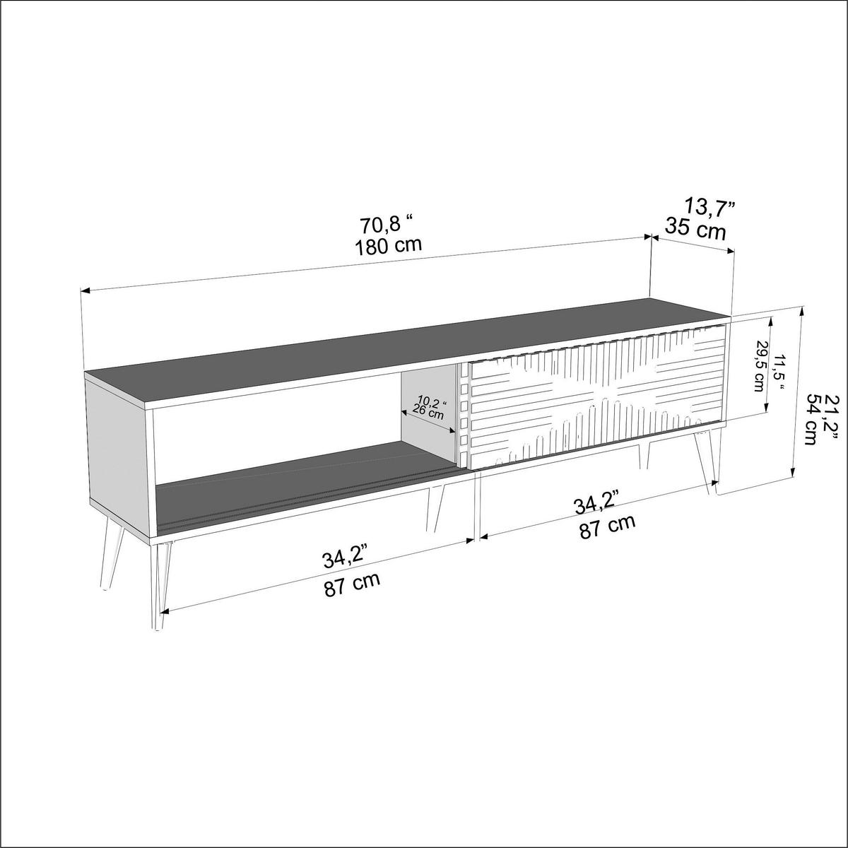 TV-LOWBOARD Riso - Weiß/Grau, Holzwerkstoff (180/54/35cm) - Decorotika