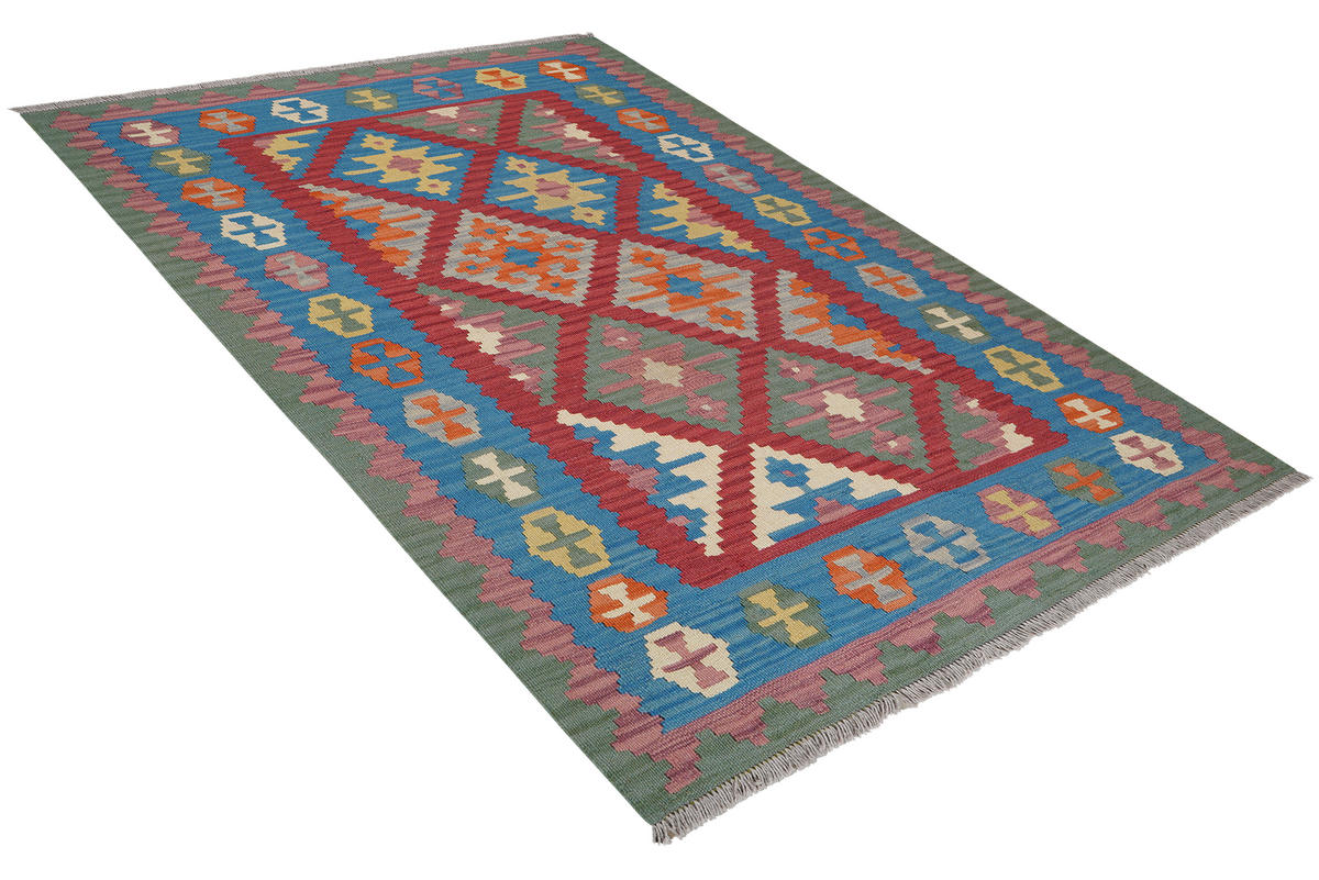 HANDWEBTEPPICH Kelim Gashgai Rot 183/131 cm Schurwolle - Rot, Textil (131/183cm) - Looma