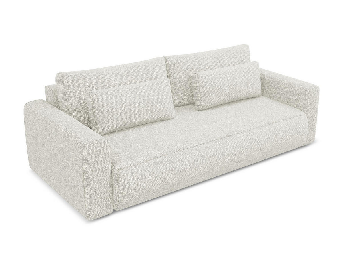 3-SITZER SOFA mit Schlaffunktion Strukturstoff Stoff Beige - Beige/Creme, Kunststoff/Textil (238/82/105cm) - Makamii