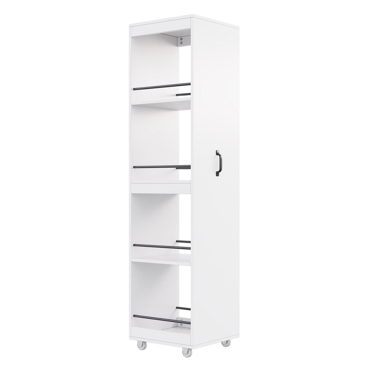 BÜCHERREGAL Hochregal 160cm mit Rollen Platzsparend Modern - Weiß, Holzwerkstoff (40/160.5/30cm) - FLIEKS