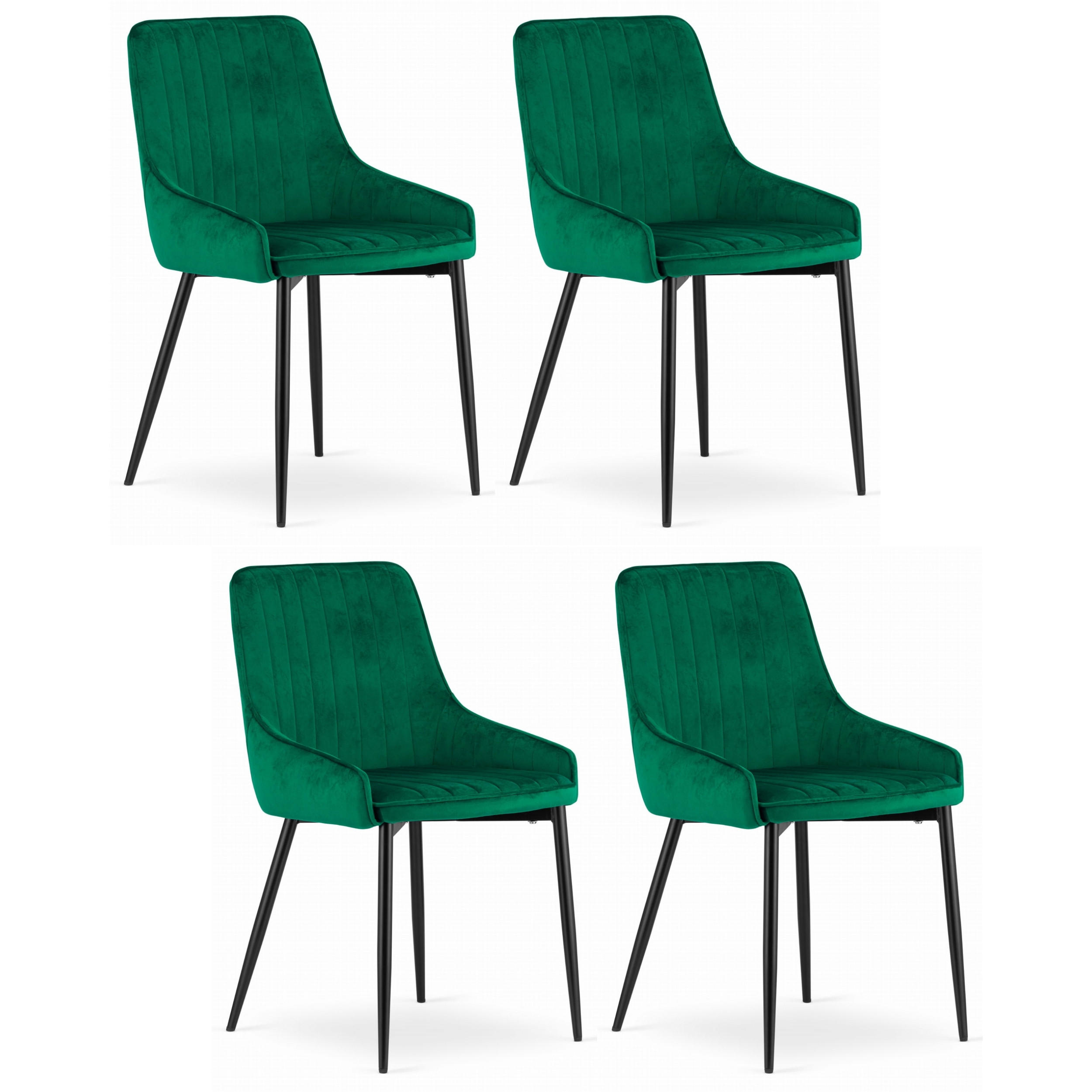 STUHL CLUSONE 4-er Set, Grün, mit Samtstoff gepolstert - Grün, Textil/Metall (49/83/58cm) - Komodee