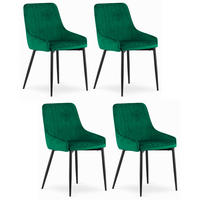 STUHL CLUSONE 4-er Set, Grün, mit Samtstoff gepolstert - Grün, Textil/Metall (49/83/58cm) - Komodee