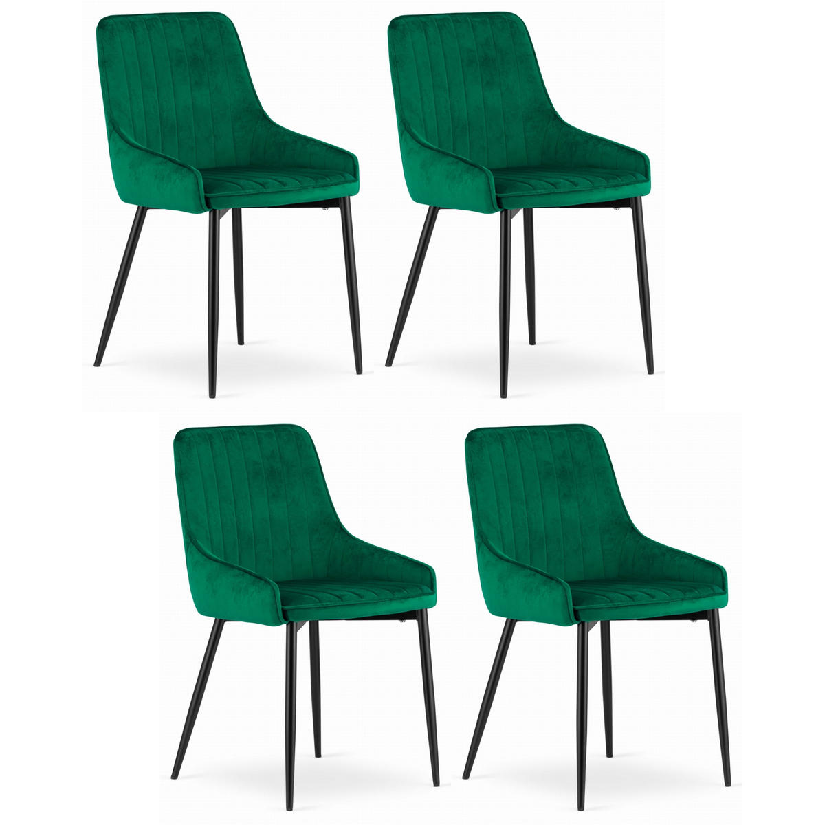 STUHL CLUSONE 4-er Set, Grün, mit Samtstoff gepolstert - Grün, Textil/Metall (49/83/58cm) - Komodee