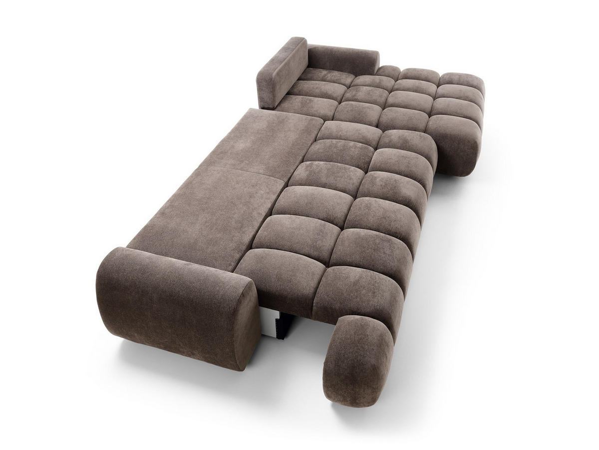 ECKSOFA GARDA Braun Chenille mit Schlaffunktion - Braun, Holz (280/131cm) - MASSENO