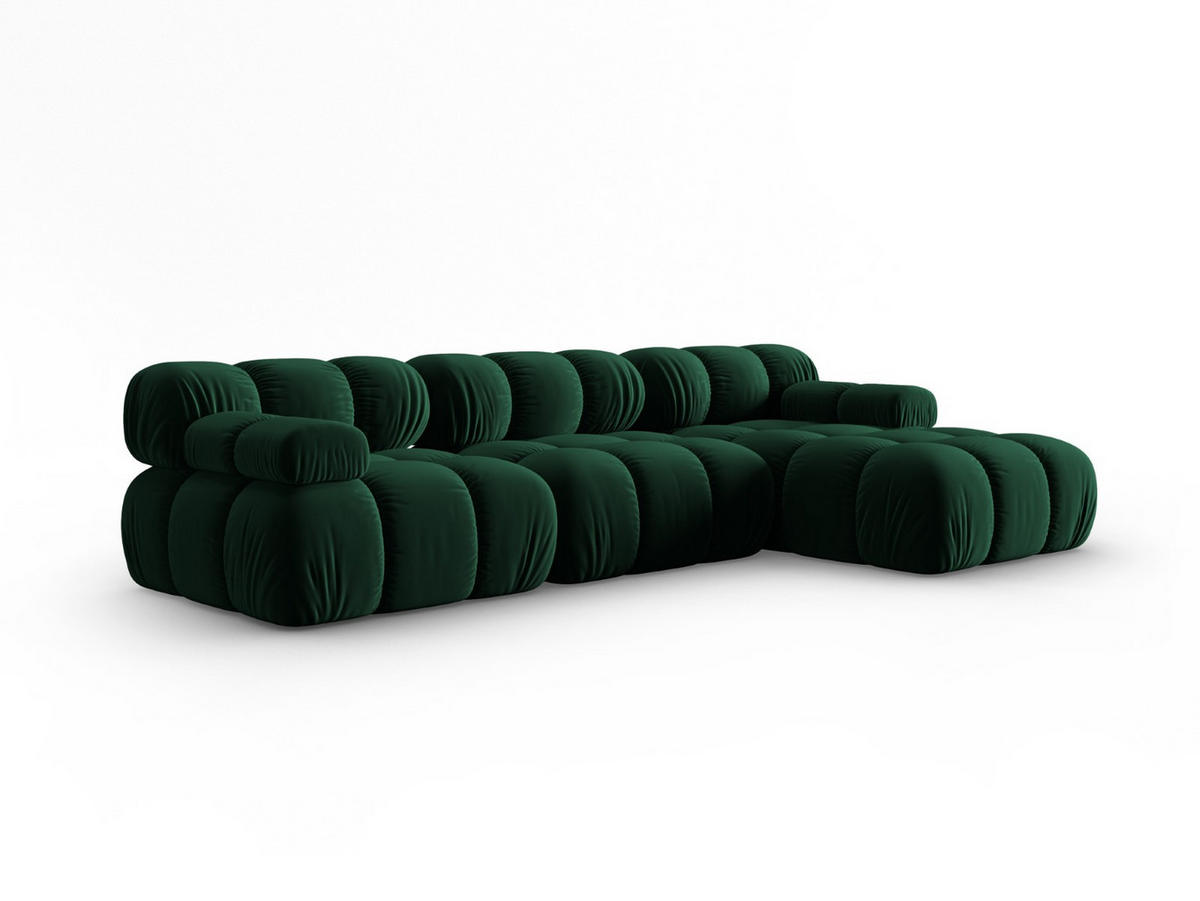 MODULARES-ECKSOFA rechts Bellis aus Samt flaschengrün 4 Sitzplätze - Grün, Textil (122/285cm) - Micadoni
