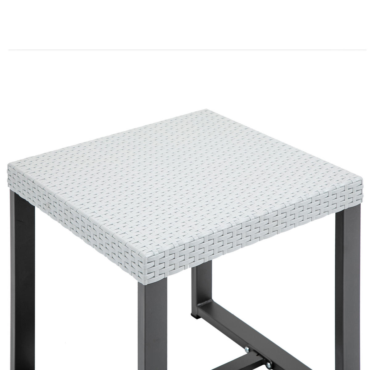 POLYRATTAN Bistroset, 3-tlg., Stahl - Grau, Metall - Outsunny