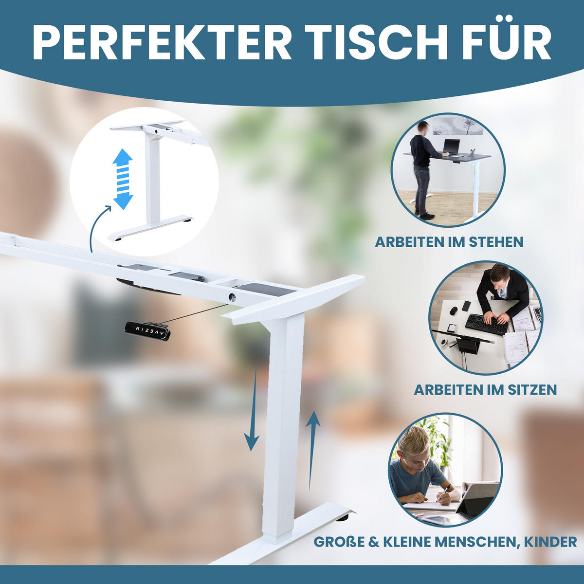 TISCHGESTELL HÖHENVERSTELLBAR LIFT S5 weiss - Weiß, Metall (68/180/118cm) - Albatros