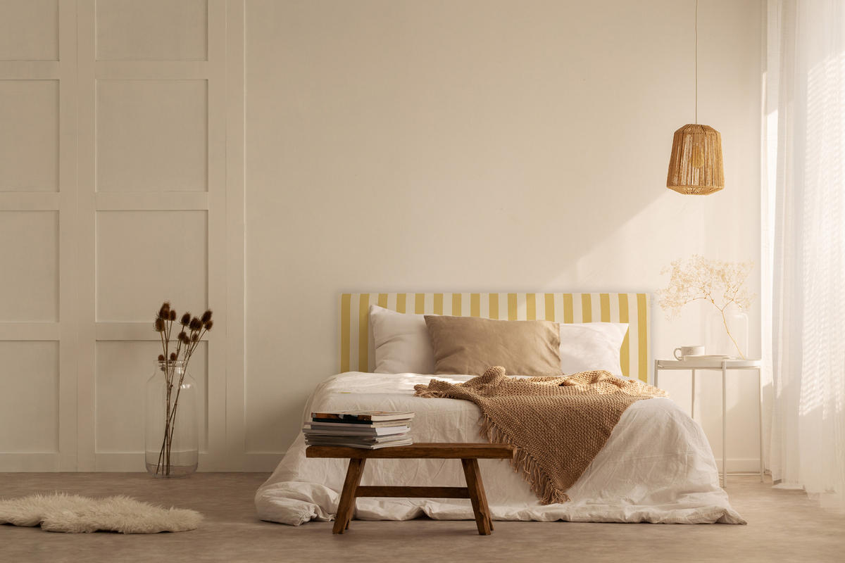 KOPFTEIL Gepolstertes aus gestreiftem Stoff Gelb 165/52/3 cm SUANCES - Gelb, Textil (165/52/3cm) - RNT By Really Nice Things