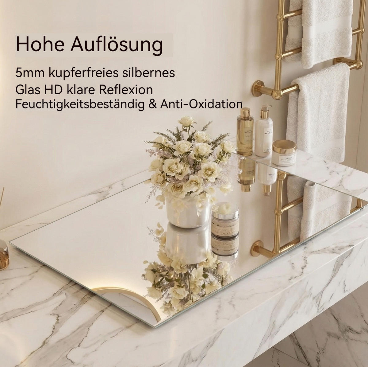WANDSPIEGEL 100/1,5/60 cm silber aus Glas mit R50-Kanten - Silberfarben, Glas (100/1.5/60cm) - OKWISH
