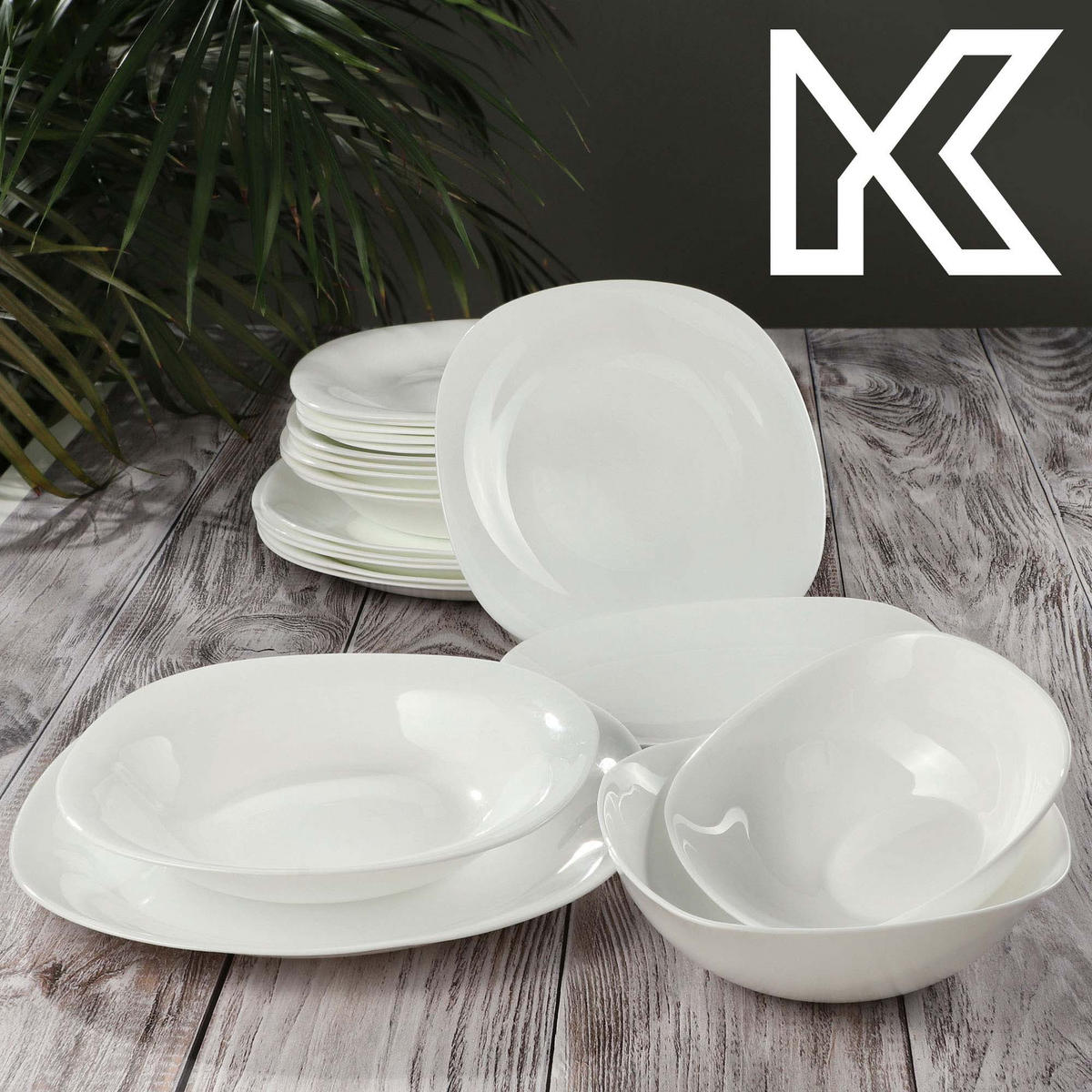 KADAX 6x Dessertteller 21cm weiße Teller Kuchenteller Set - Weiß, Glas (21.5/1.7/20.2cm) - KADAX