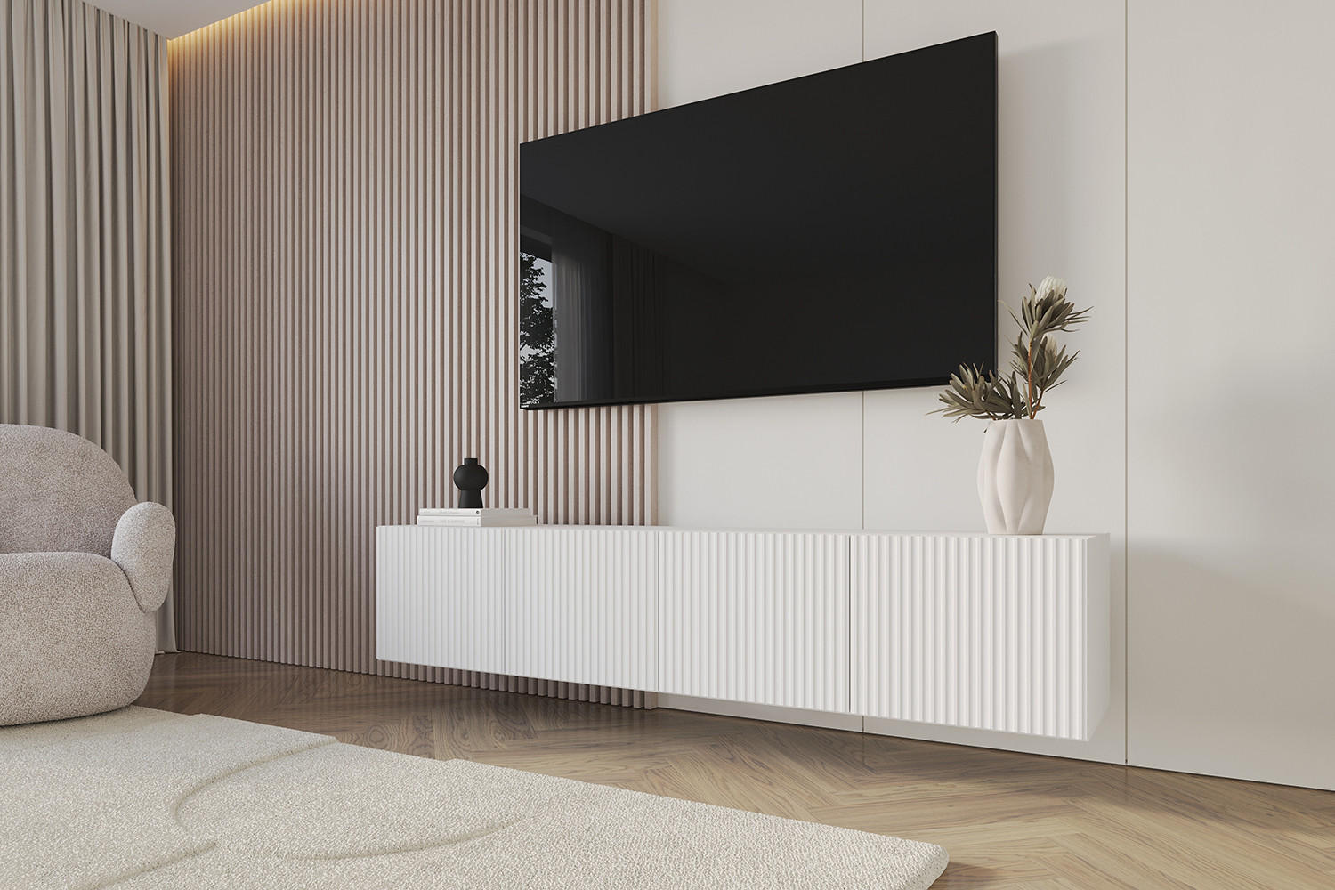 LOWBOARD NOA-2-W 2x100x40x41 cm - Weiß - Weiß, Holzwerkstoff (200/40/41cm) - ALTDECOR