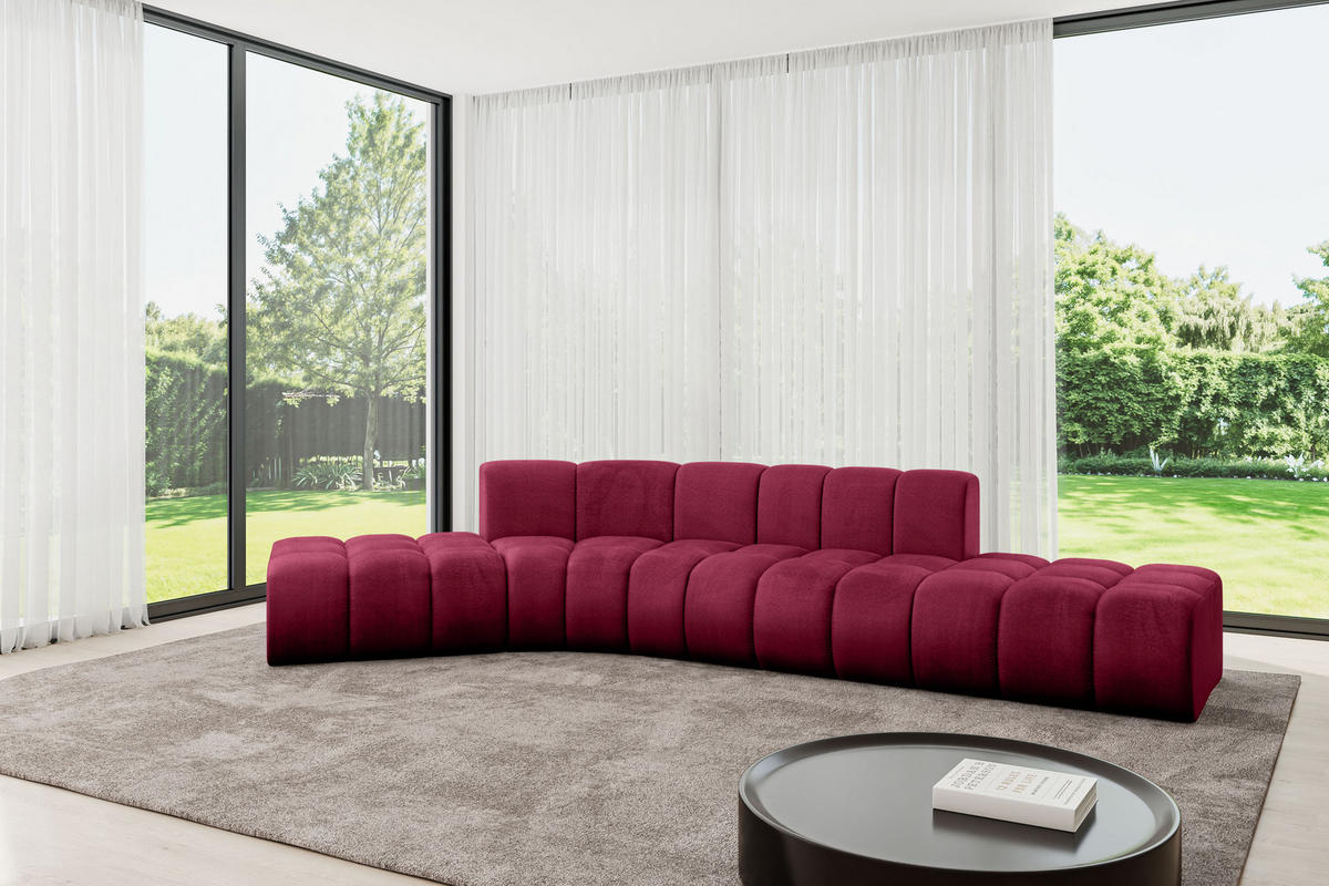 ECKSOFA modulares Sofa Solven-L1 - 380x174x70 cm Bordeauxrot - Bordeaux, Holzwerkstoff/Textil (380/174cm) - ALTDECOR