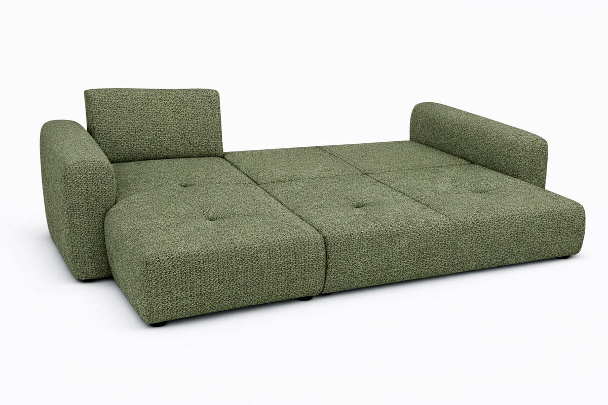 ECKSOFA Mit Schlaffunktion Und Bettkasten, Sofa L-Form Bingo L, Chenille-Stoff Artico, Moss, Links - Grün, Holz (250/142cm) - Kaiser Möbel