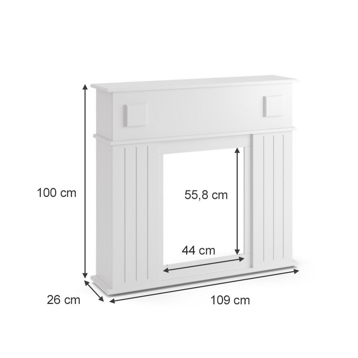 KAMINUMRANDUNG Weiß 109 x 100 cm - Weiß, Holzwerkstoff (109/100/26cm) - Vicco