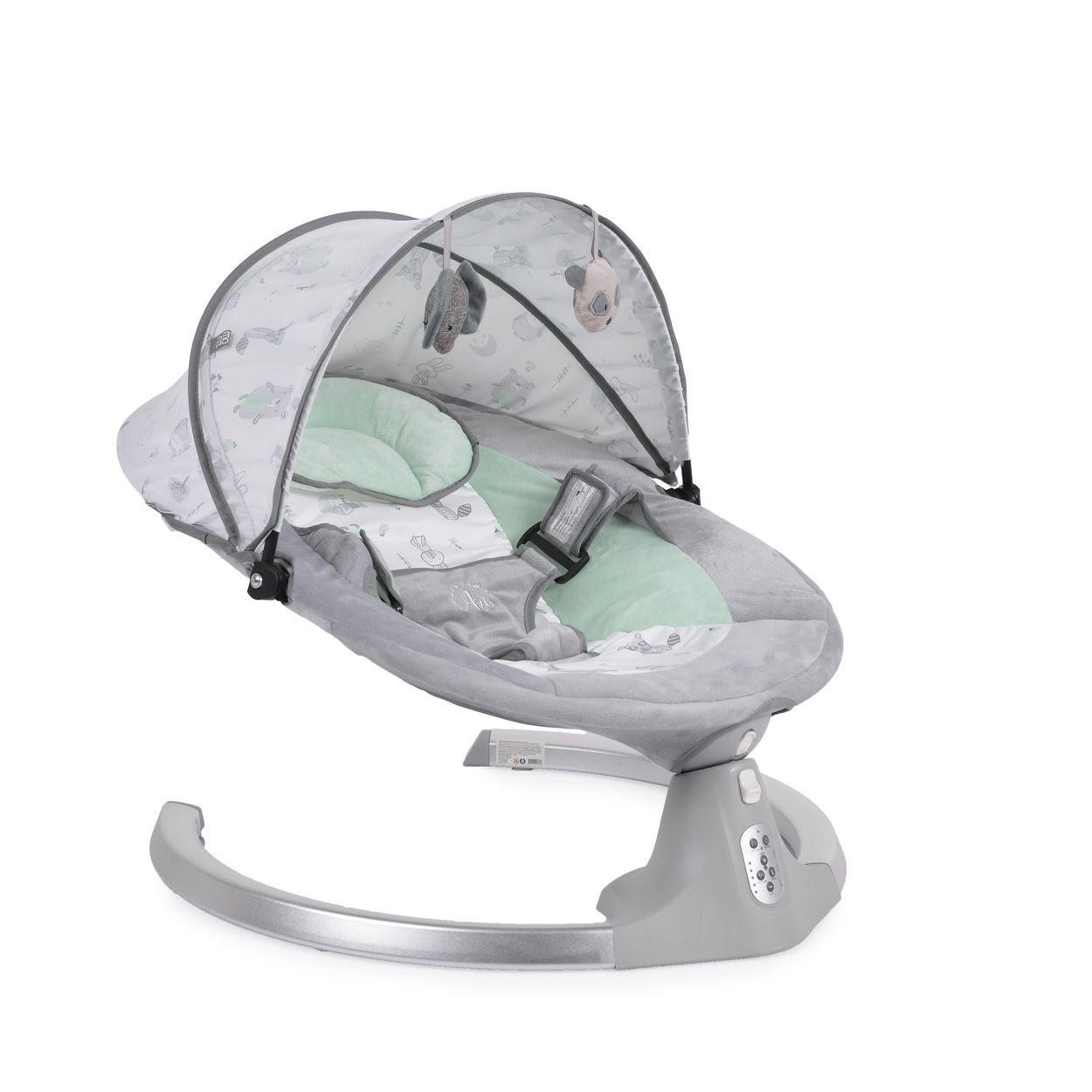BABYWIPPE Ari grün Bluetooth, 5 Schaukelgeschwindigkeiten, Moskitonetz, 3-Punkt-Gurt - Grün, Metall - Cangaroo