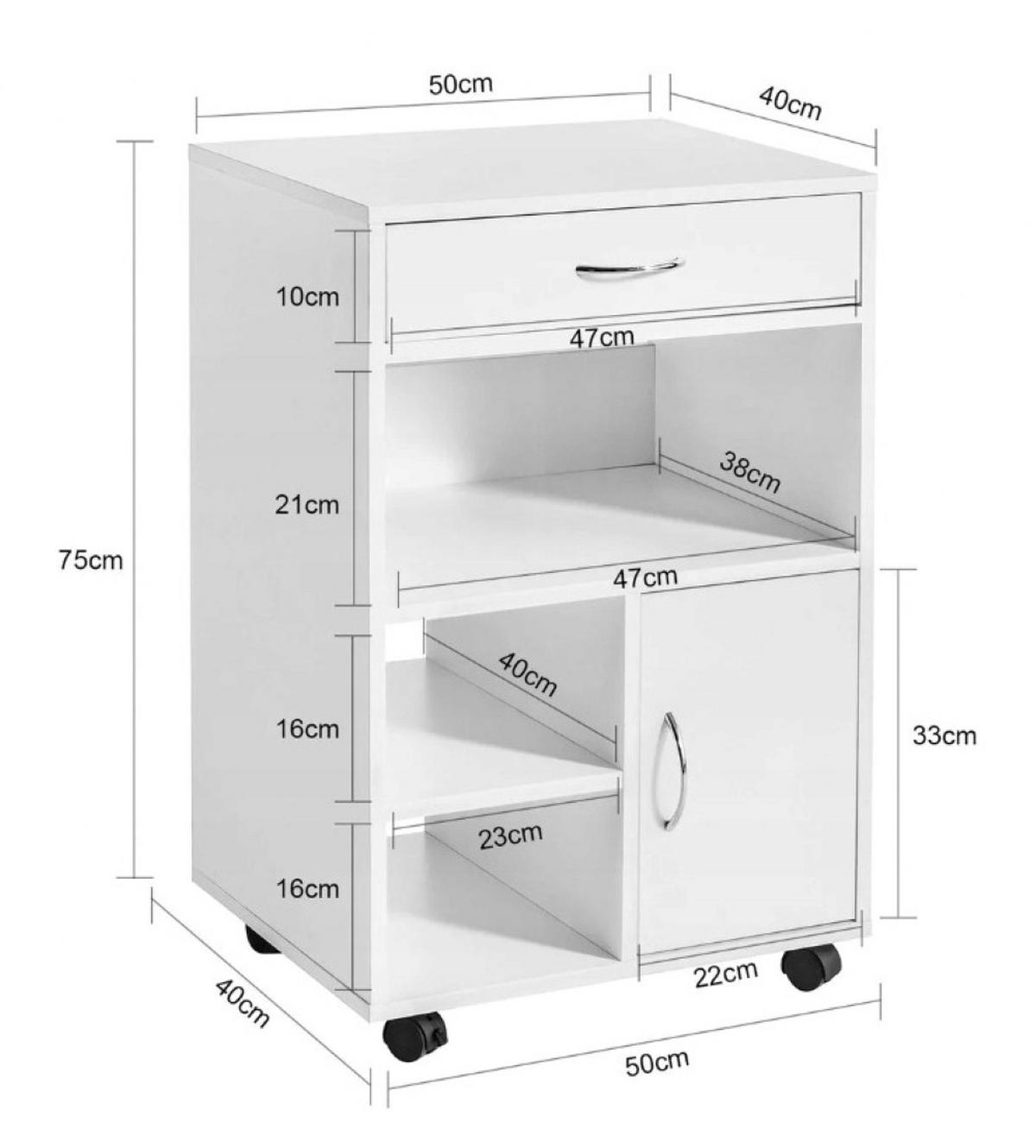 SCHRANK weiß 50/40/75 cm - Weiß, Holzwerkstoff (50/75/40cm)