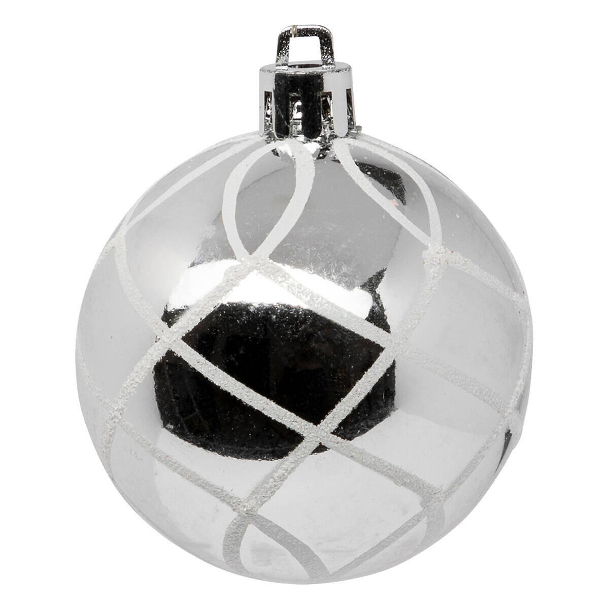 WEIHNACHTSKUGELN Glitzer-Muster Ø 6 cm - Silberfarben, Kunststoff (6/7.2/6cm) - Atmosphera Createur d´interieur