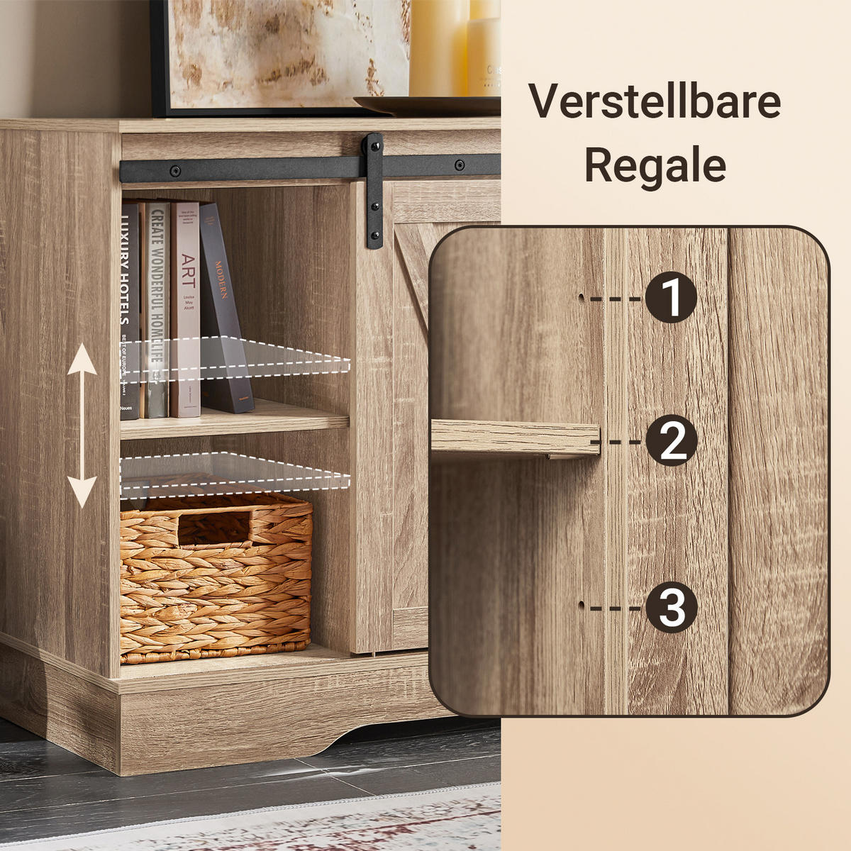 SIDEBOARD Natur - Naturfarben, Holzwerkstoff (120/70/39cm) - SoBuy
