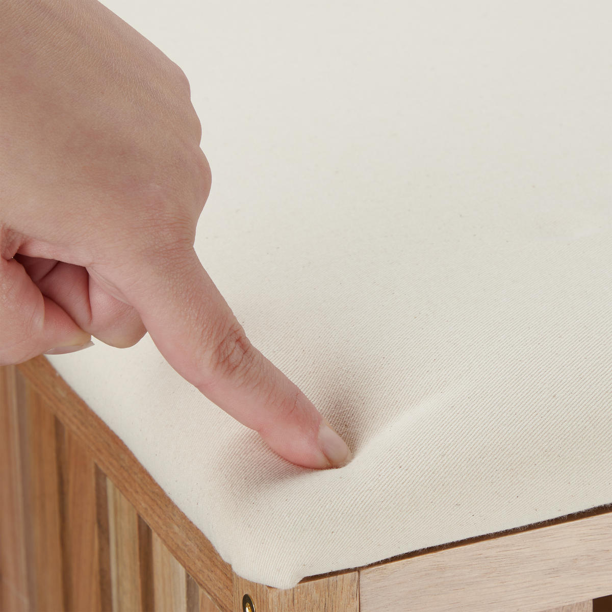 KOŠ za perilo - svetlo rjava, tekstil/leseni material (41/51/41cm) - Relaxdays