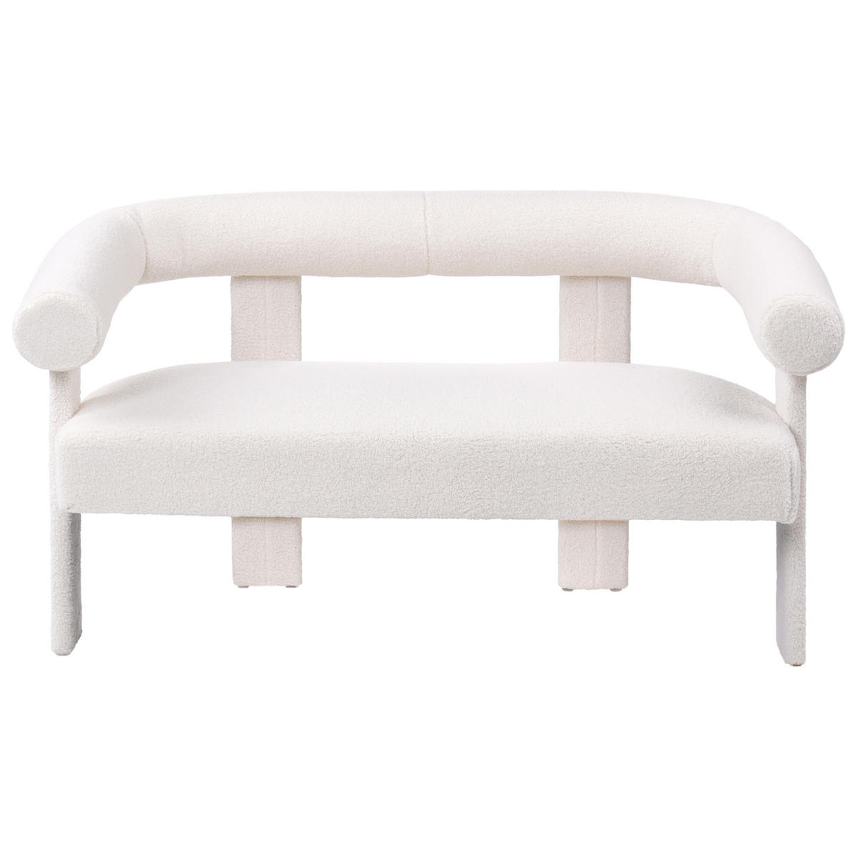 2-SITZER-SOFA Bouclé Cremeweiß Ilbro - Creme, Textil (138/76/68cm) - Beliani