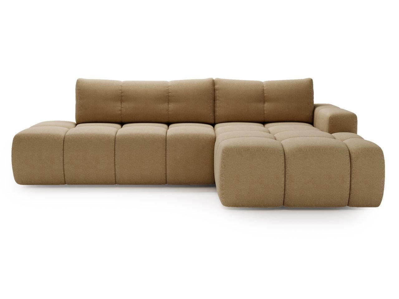 ECKSOFA Montero Bouclé-Stoff Hellbraun Rechts - Hellbraun, Holz/Textil (280/177cm) - Graingold