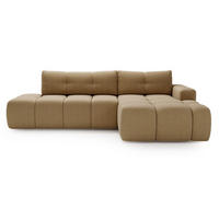 ECKSOFA Montero Bouclé-Stoff Hellbraun Rechts - Hellbraun, Holz/Textil (280/177cm) - Graingold