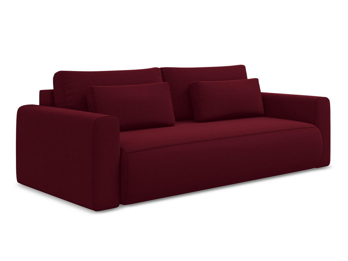 3-SITZER SOFA mit Schlaffunktion Samt Stoff Rot - Bordeaux/Rot, Kunststoff/Textil (238/82/105cm) - Makamii
