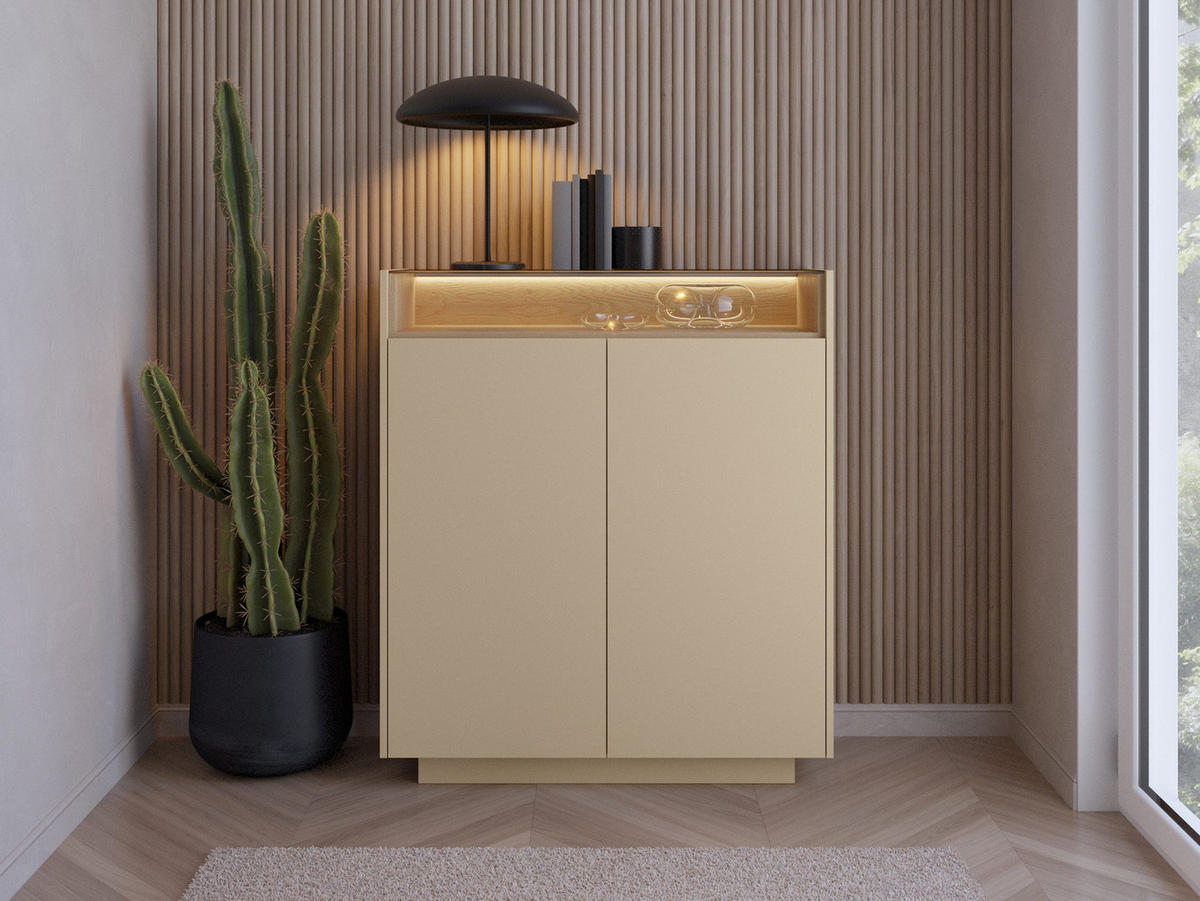HOCHKOMMODE Dunkelbeige TULUM - Beige, Holzwerkstoff (103/119/39cm) - Compleo24