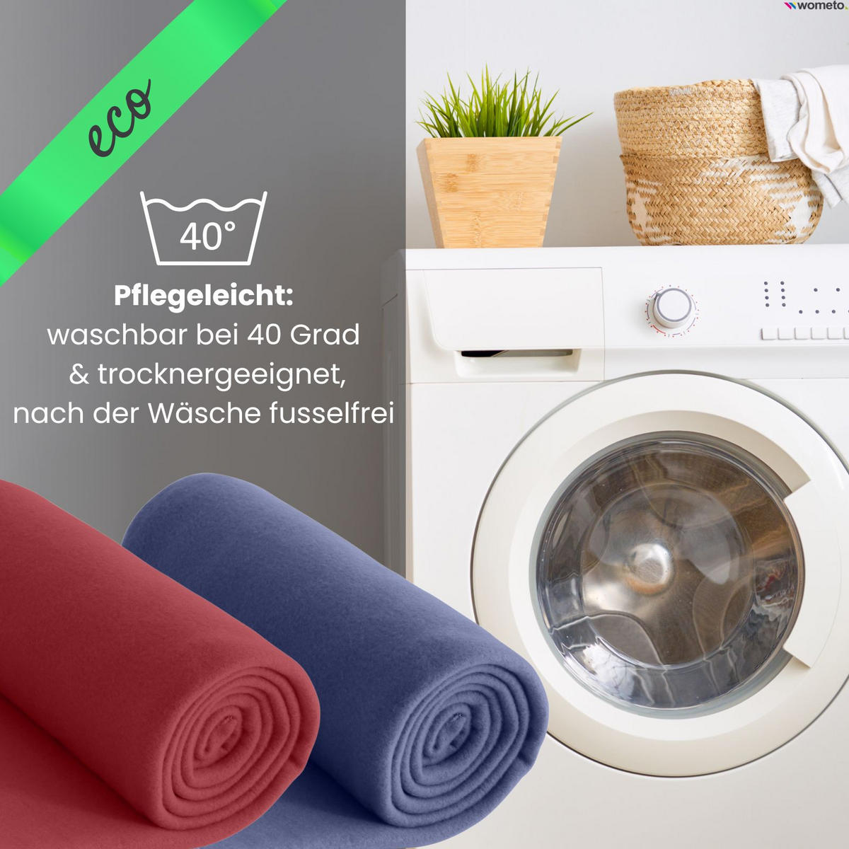 FLEECEDECKE eco-line dunkelrot 130/160 cm aus 100% recyceltem Material Kettelrand Anti-Pilling - Bordeaux, Textil (130/160cm) - wometo