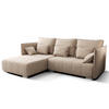 ECKSOFA L Form Florinna Beige 245/182/87 cm mit Schlaffunktion - Chromfarben/Beige, Textil/Metall (245/182cm) - AX Living