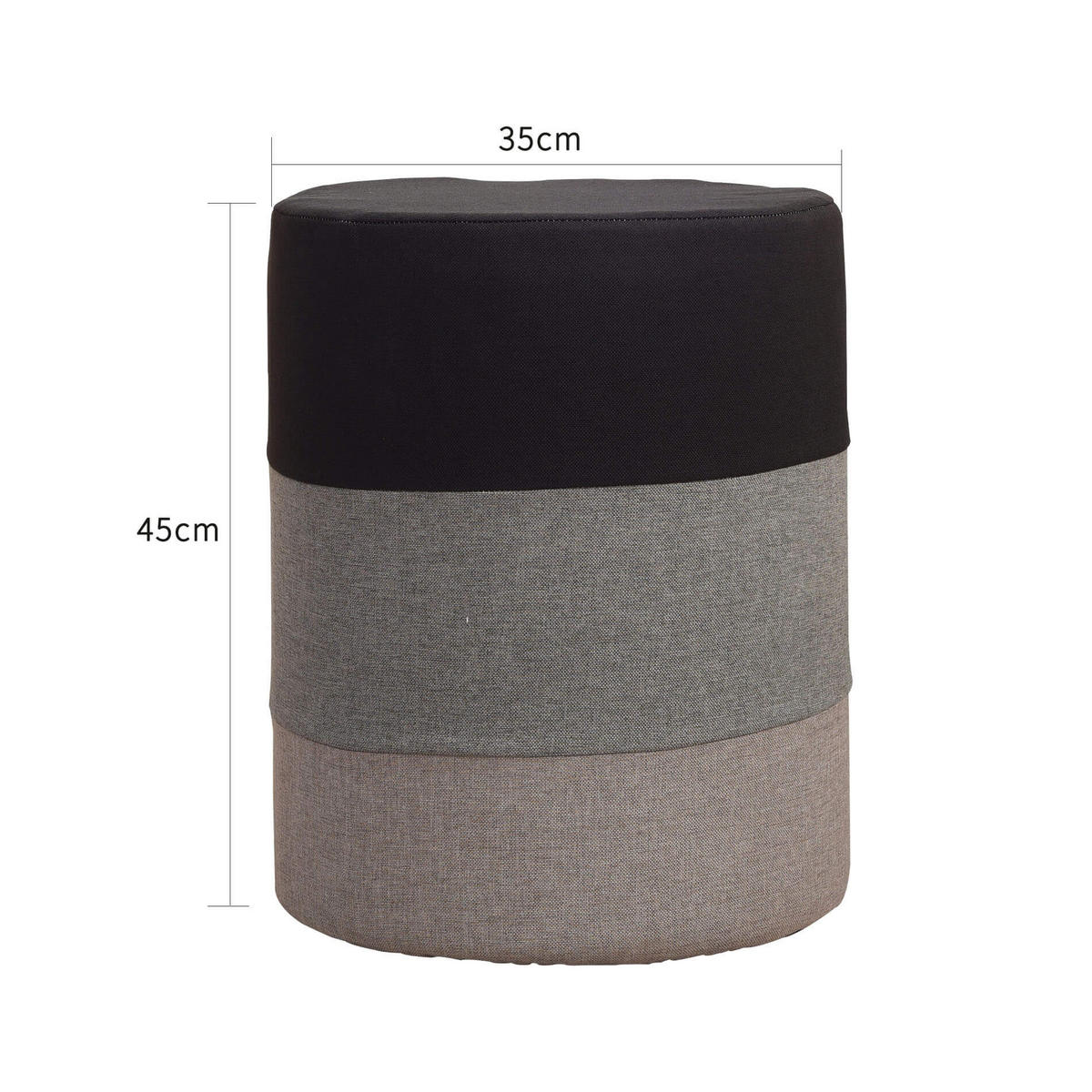 POUF Grau 35/35/45 cm - Weiß, Textil (35/45/35cm) - Mobili Rebecca