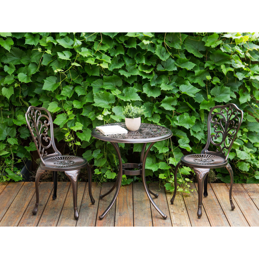 Thumbnail - Beliani Bistro-Set, Braun, Metall, Balkonmöbel, Balkonmöbel-Sets