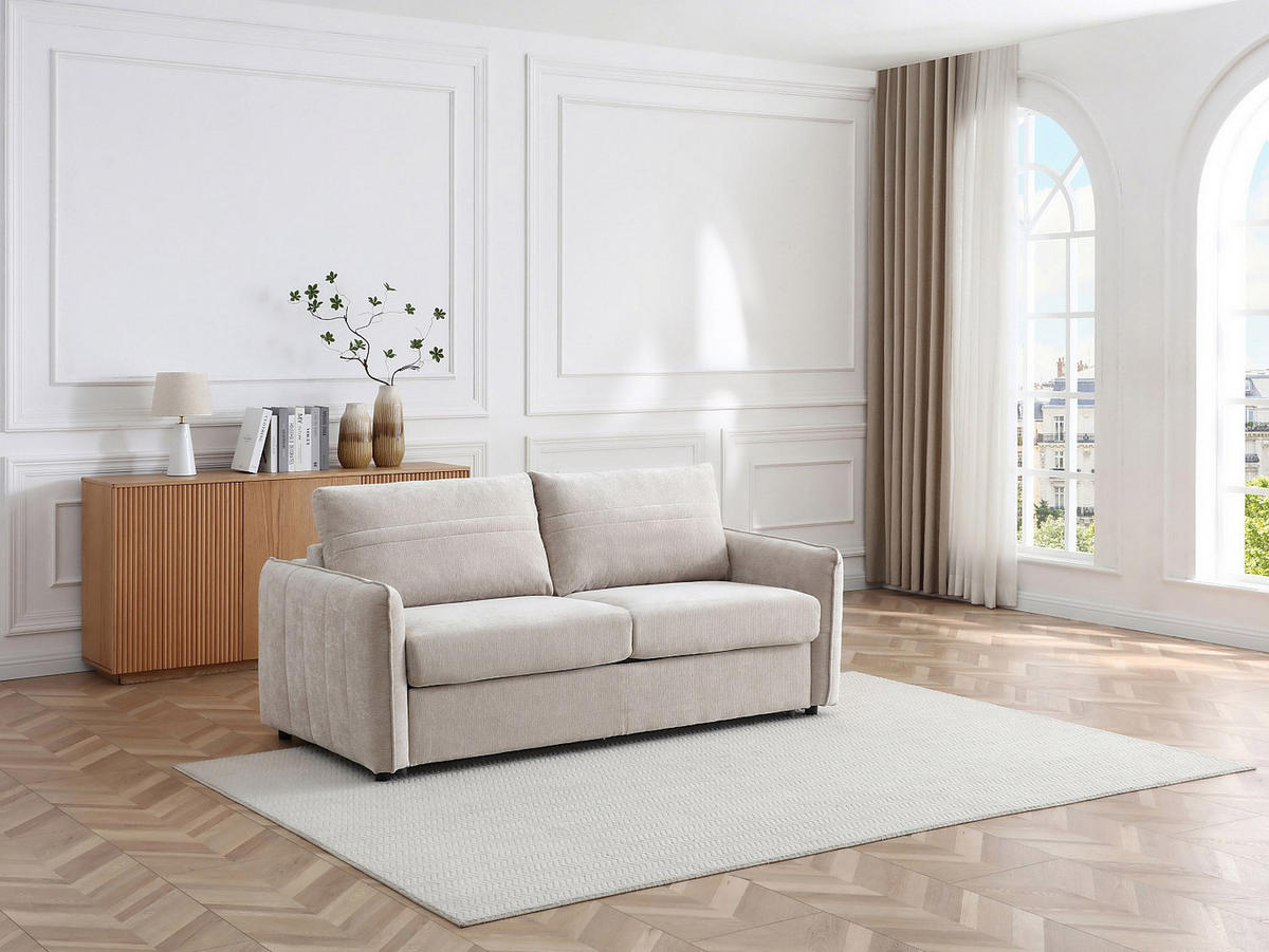 SCHLAFSOFA - 3 Personen - Stoff - Beige - - Beige, Textil (192/82/103cm) - Vente-Unique