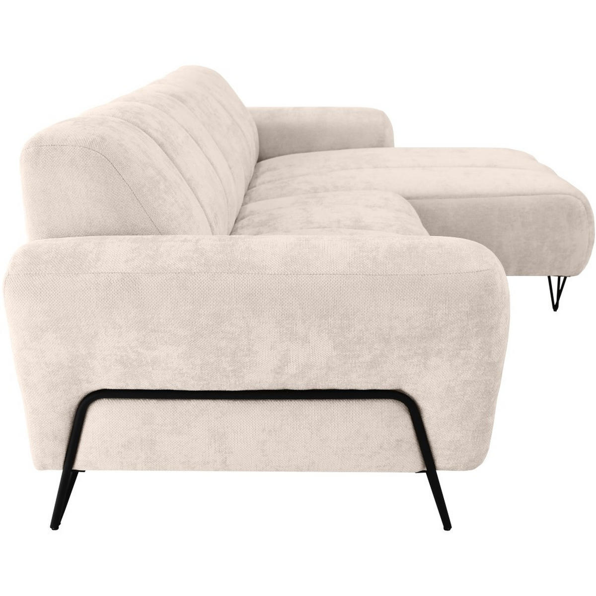 ECKSOFA Volare Mini ohne Schlaffunktion beige rechts, Vega-Stoff - Beige/Schwarz, Textil/Metall (256/165cm) - Beautysofa