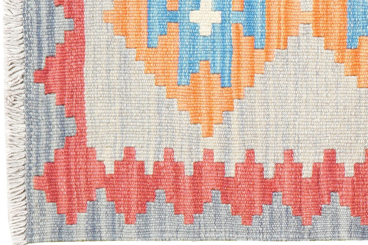 LÄUFER Gashgai Kelim Grau 196/58 cm Schurwolle - Grau, Textil (58/196cm) - Looma