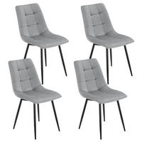 ESSZIMMERSTUHL Blanca Samt hellgrau (4er-Set) - Hellgrau, Textil (46/90/61cm) - Juskys