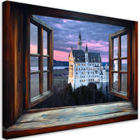 WANDBILD blick aus einem fenster burg - Braun, Textil (60/40cm) - Feeby