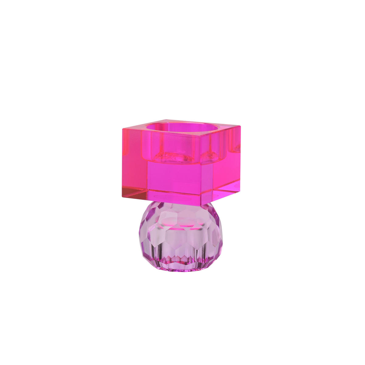 KERZENHALTER Sari Kugel Cube, Glas, Hellila / Pink, H 8 cm - Lila, Glas (6/9/6cm) - Gift Company