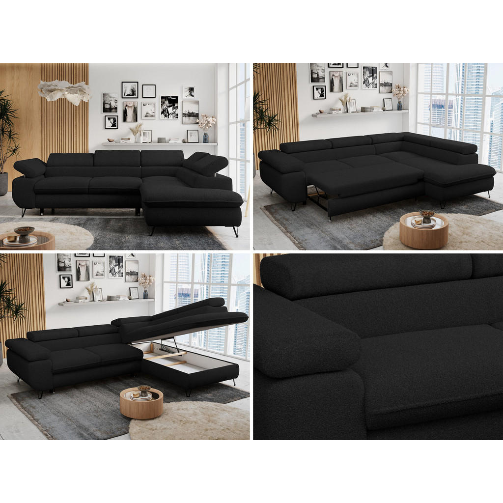 Thumbnail - MKS Ecksofa, Schwarz, Textil, 3-Sitzer, L-Form,L-Form, 273x208 cm, Oeko-Tex®, Wohnzimmer, Sofas & Couches, Wohnlandschaf...