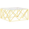 COUCHTISCH 80x80x40 cm Edelstahl und Glas - Goldfarben, Metall (80/80/40cm) - furnicato