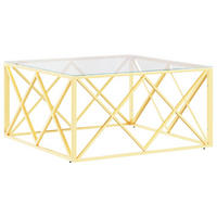 COUCHTISCH 80x80x40 cm Edelstahl und Glas - Goldfarben, Metall (80/80/40cm) - furnicato