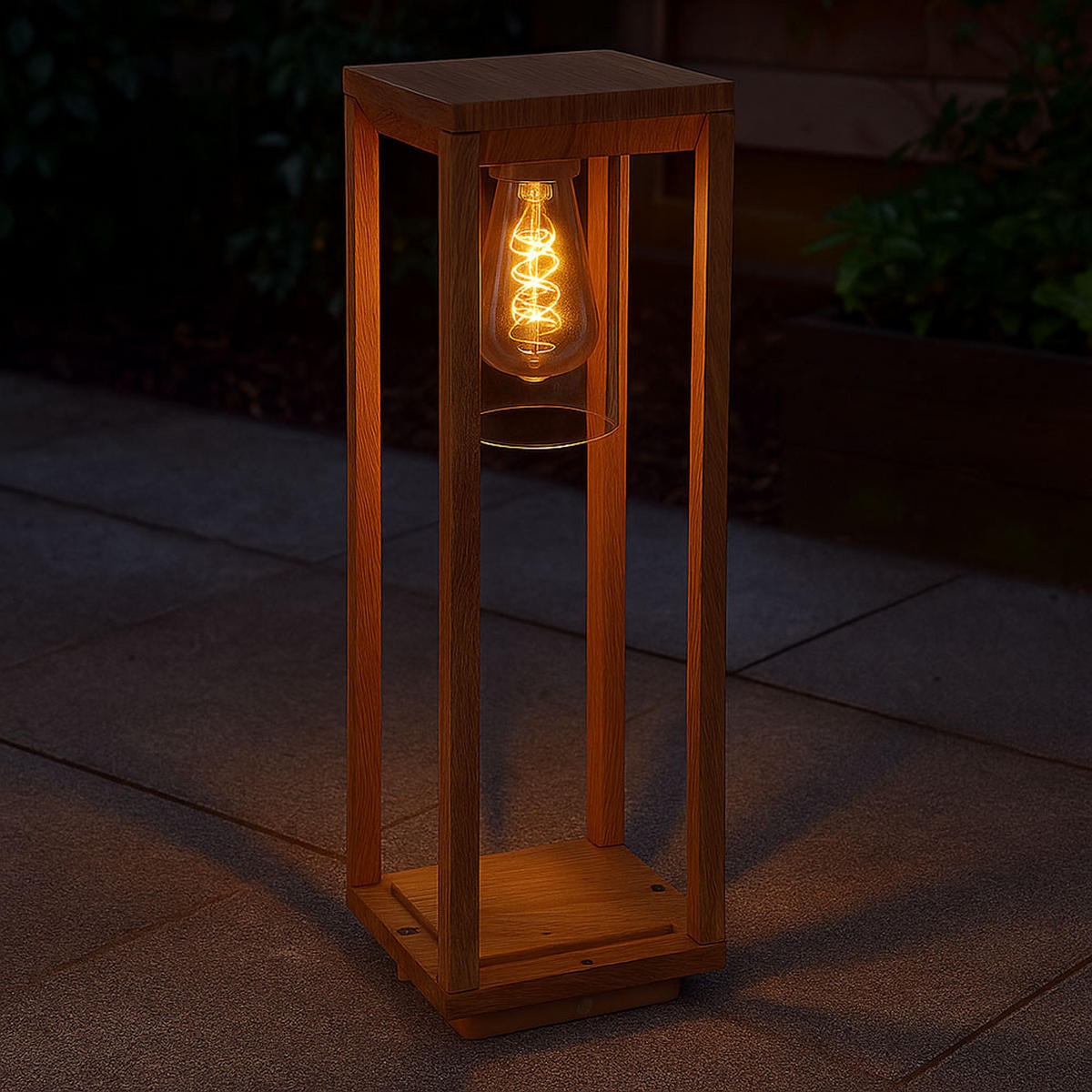 LED SOCKELLEUCHTE Aluminium Holzoptik Braun - Braun, Metall (15/15/50cm) - Globo Lighting