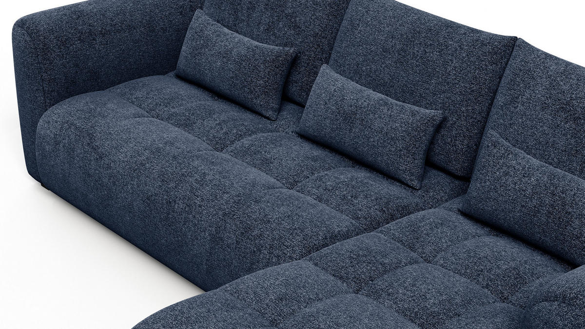 ECKSOFA SORENO 4-Sitzer, dunkelblau - Schwarz/Dunkelblau, Holz/Textil (293/171cm) - Courtois Laville