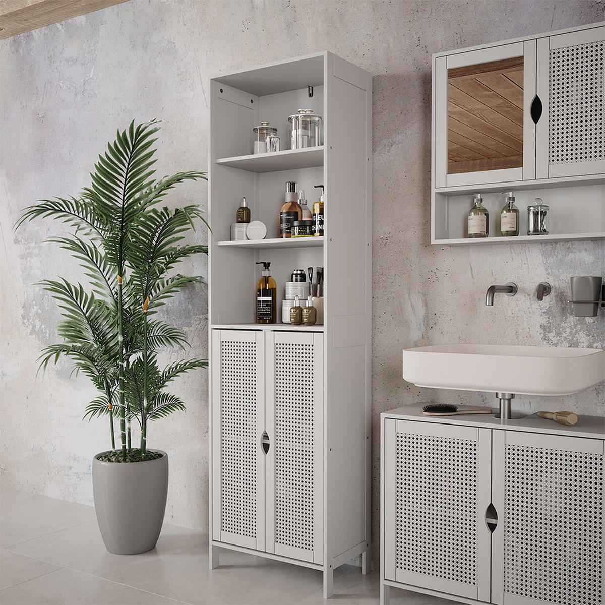 HOCHSCHRANK Liora Weiß 48 x 170 cm mit 2 Türen - Weiß, Holzwerkstoff (48/170/29cm) - Vicco