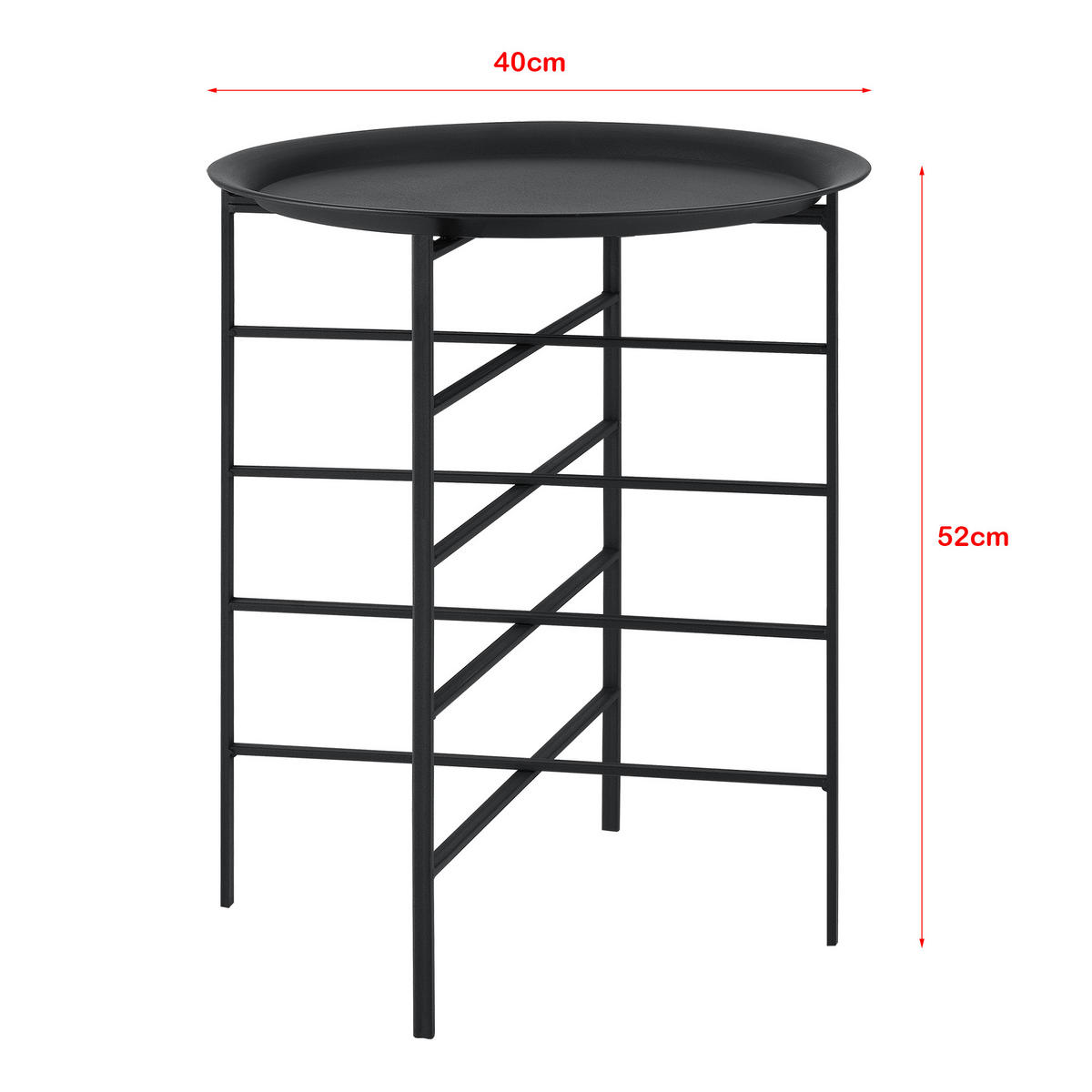 BEISTELLTISCH Wiltz - Schwarz, Metall (40/40/52cm) - [en.casa]