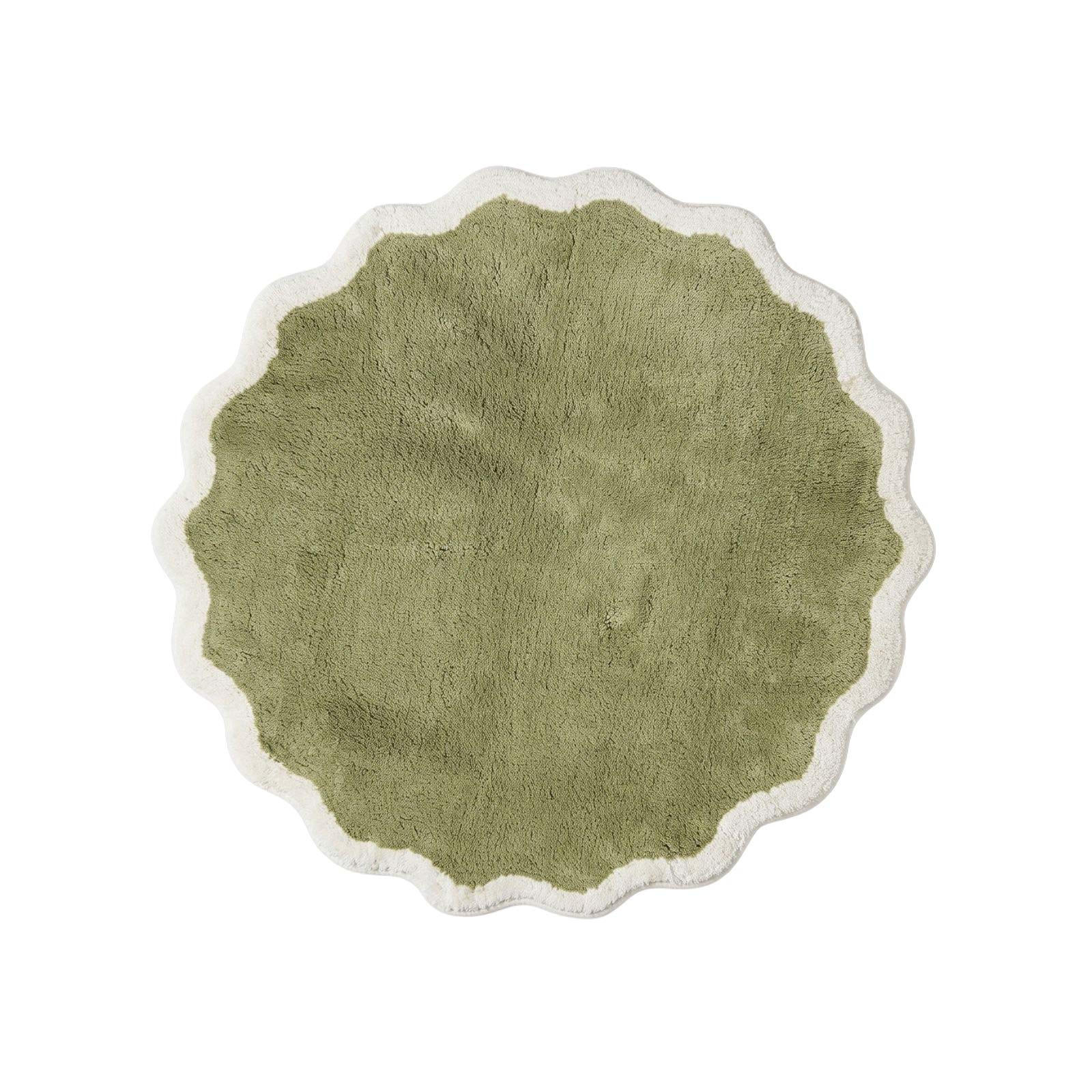 BADTEPPICH Wellenrand, rund 70 cm, 100 % Baumwolle - Grün, Textil (70/70cm) - Homescapes